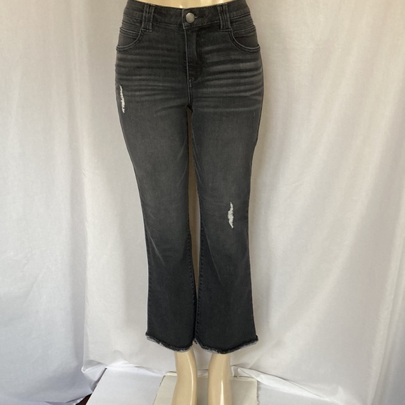 DEMOCRACY Jeans Vintage Gray Wash Fray Hem Size 6 Itty Bitty Boot Cut - Picture 3 of 11